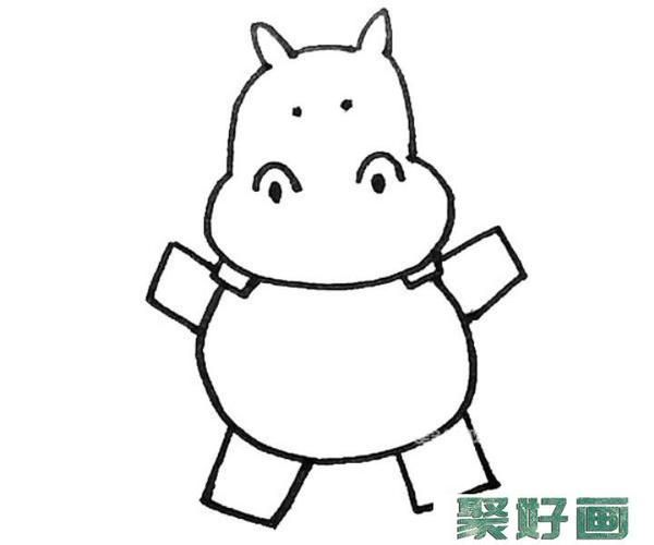 呆萌的河马简笔画步骤图解教程怎么画简笔画教程