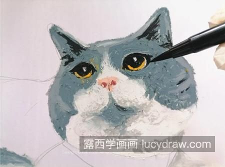 囧囧有神的猫咪怎么画？穿毛衣的小猫油画步骤有哪些？