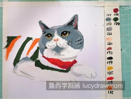囧囧有神的猫咪怎么画？穿毛衣的小猫油画步骤有哪些？