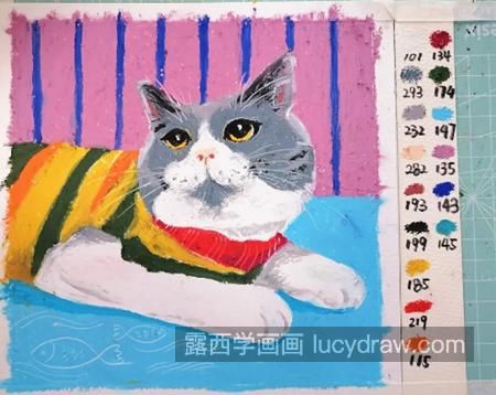 囧囧有神的猫咪怎么画？穿毛衣的小猫油画步骤有哪些？