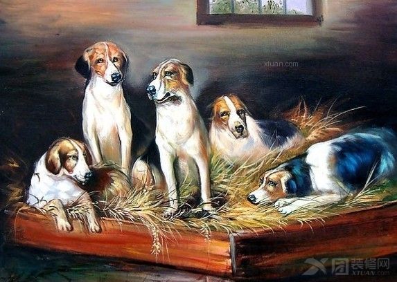 宠物系列油画 猫与狗的装饰画