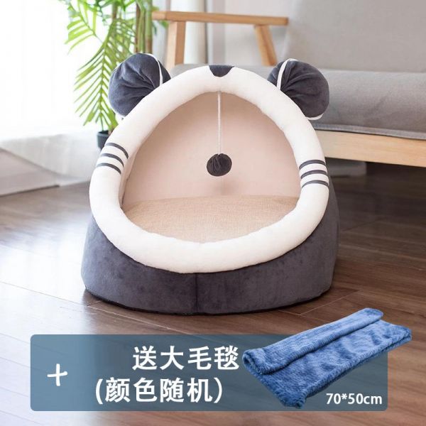 猫窝四季可用米妮猫咪封闭式房子别墅冬季保暖可拆洗网红狗窝宠物用品(YCt) 现货速发L多只猫咪建议20斤以内狗狗 灰灰鼠窝毛毯不塌陷质量保证现货速发