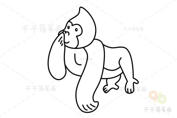 大猩猩简笔画 亲子早教画动物_陆地动物简笔画