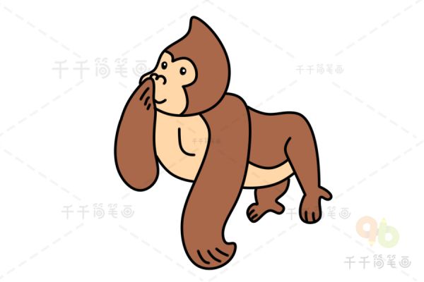 大猩猩简笔画 亲子早教画动物_陆地动物简笔画