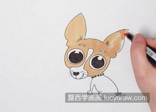 彩色可爱吉娃娃简笔画图片大全 可爱q版吉娃娃简笔画教程