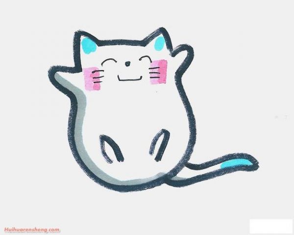简笔画作品彩色图片 猫作为性情温顺聪明活泼的动物作为家庭宠物