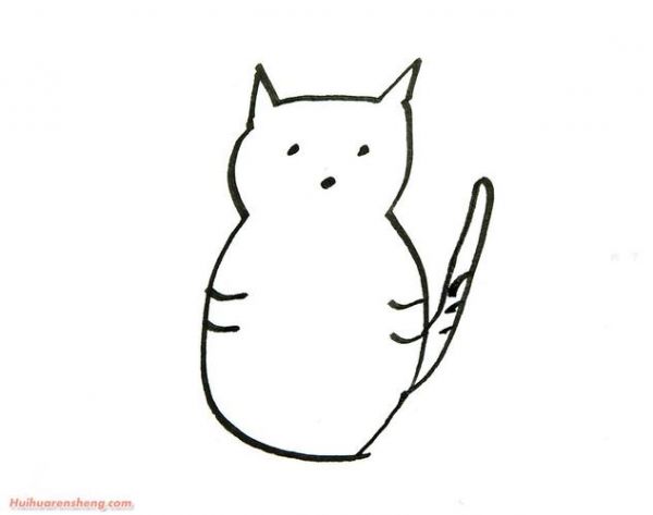 发呆的宠物猫简笔画法图解