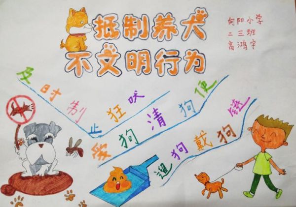 红旗区向阳小学二三中队开展文明养犬 从我做起手抄报展示活动