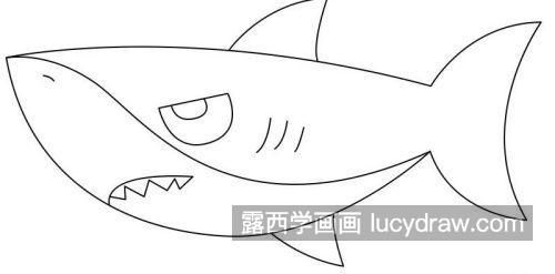 凶猛霸气鲨鱼简笔画图片大全 彩色版霸气鲨鱼简笔画教程