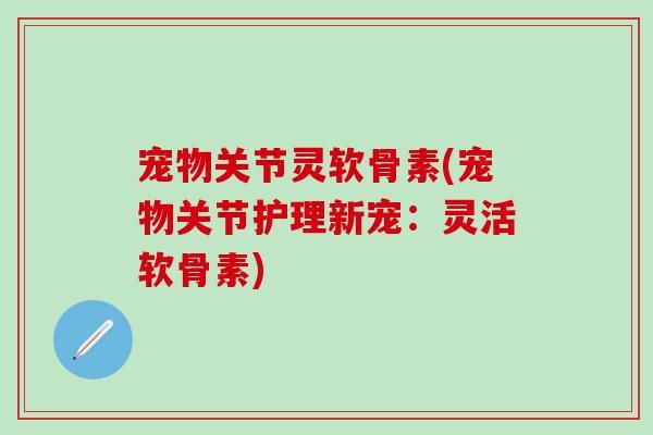 宠物关节灵软骨素(宠物关节护理新宠：灵活软骨素)