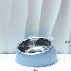 漂傲 网红不锈钢猫碗狗碗双碗保护颈椎猫碗斜口宠物食盆猫咪用品 特小号猫耳碗