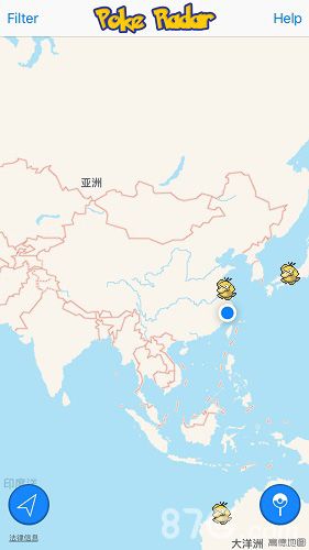 精灵宝可梦GO可达鸭坐标分布