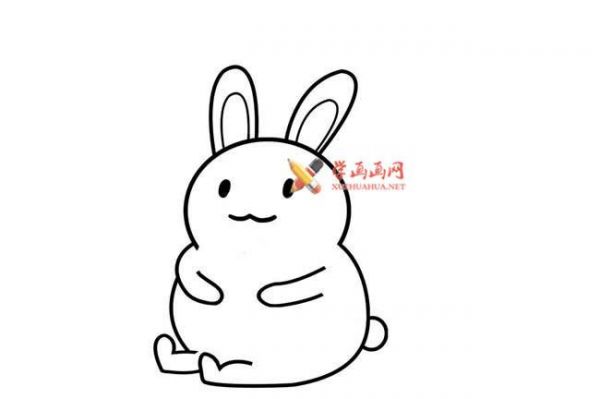背着萝卜的卡通小兔子的简笔画画法教程