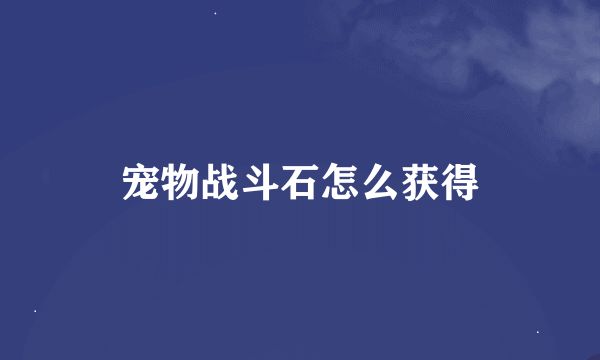 宠物战斗石怎么获得