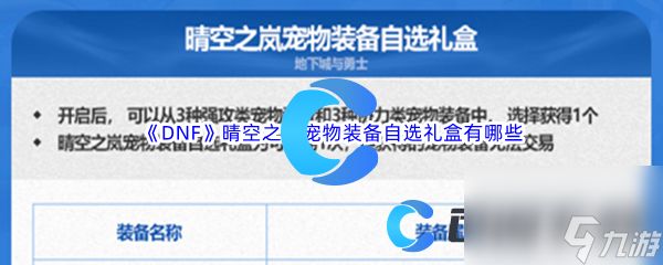 《DNF》地下城与勇士晴空之岚宠物装备自选礼盒有哪些