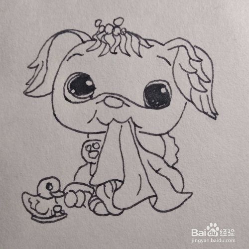 如何画一只在宠物店玩耍的小狗狗卡通简笔画