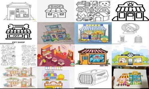 宠物商店简笔画