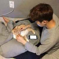 有爱好看的男生与宠物同框暖男头像