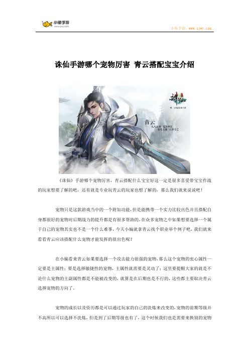 诛仙手游哪个宠物厉害 青云搭配宝宝介绍