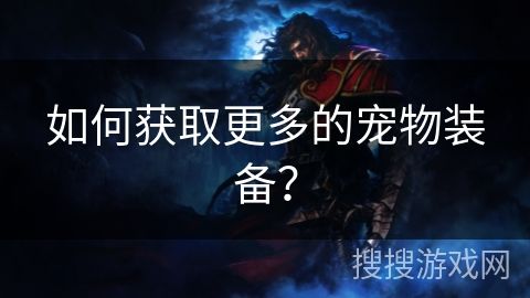 如何获取更多的宠物装备？