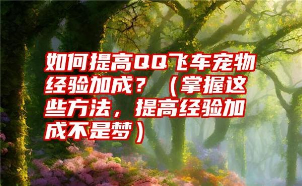 如何提高QQ飞车宠物经验加成？（掌握这些方法，提高经验加成不是梦）