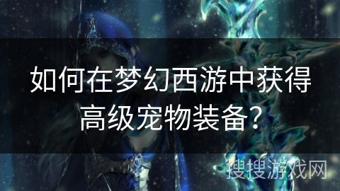 如何在梦幻西游中获得高级宠物装备？