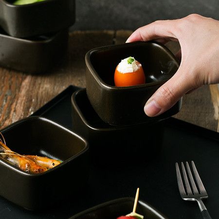 日式料理调味碟子陶瓷小碟方形醋碟酱油碟小吃蘸料碟餐具家用