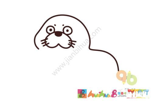海豹简笔画步骤图图解