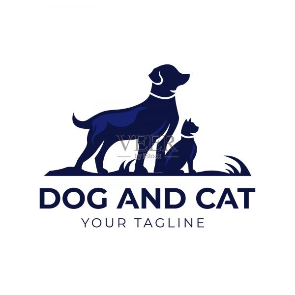 狗猫宠物店标志。宠物标志设计。标识。宠物修饰标志，矢量模板插画图片素材