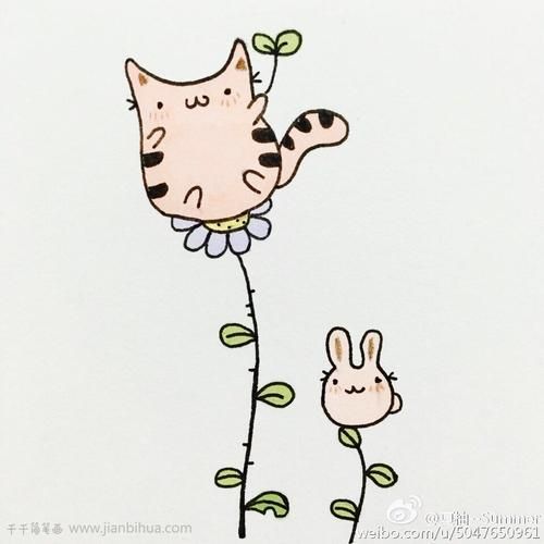 最爱的萌萌喵星人简笔画情感简笔画