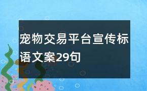 宠物交易平台宣传标语文案29句