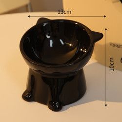 huiyimu 卉亦暮 猫咪碗狗喝水碗不易打翻宠物用品 釉纯黑
