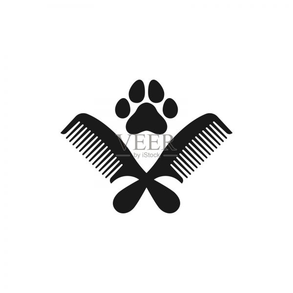 宠物美容。梳子和爪子痕迹。动物美容师插画图片素材