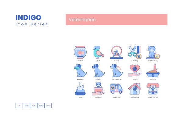 65个宠物医院描边风图标源文件下载65 Veterinary Icons Indigo Series插图2
