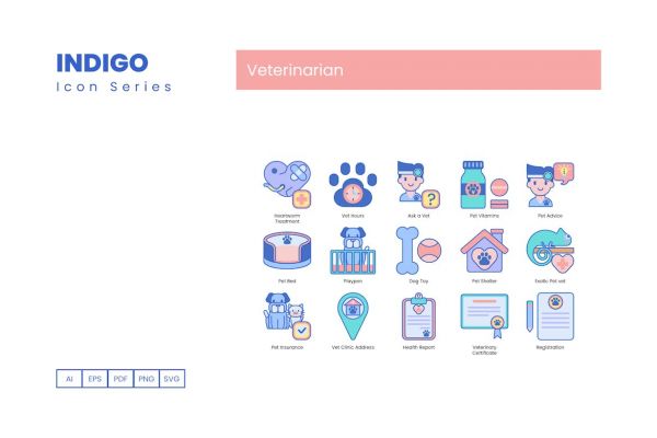 65个宠物医院描边风图标源文件下载65 Veterinary Icons Indigo Series插图3