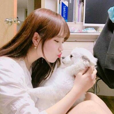 甜美女生抱宠物的可爱头像 喜爱小动物的可爱女生合照头像