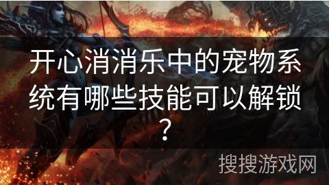 开心消消乐中的宠物系统有哪些技能可以解锁？