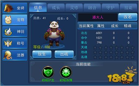 永恒仙域宠物系统简析 灵宠伴成长