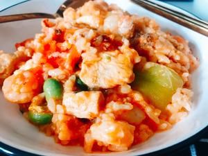 好吃到舔碗底的番茄虾仁鸡肉拌饭的做法 步骤6
