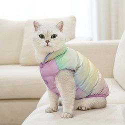 zeze 炫彩冬季保暖宠物衣服猫咪背心棉袄狗狗小型犬秋冬天服饰