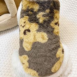 宠物猫咪比熊泰迪柯基金毛小中大型犬狗狗衣服秋冬背心毛绒保暖衣 咖色小熊(背心) XS码(2斤内)带牵引扣