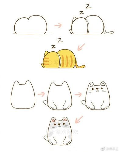 超萌简笔画小猫咪