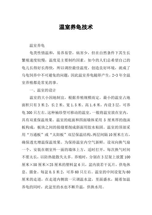 温室养龟技术