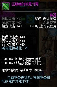 DNF100级男漫游宠物装备选择 选春节宠物装备