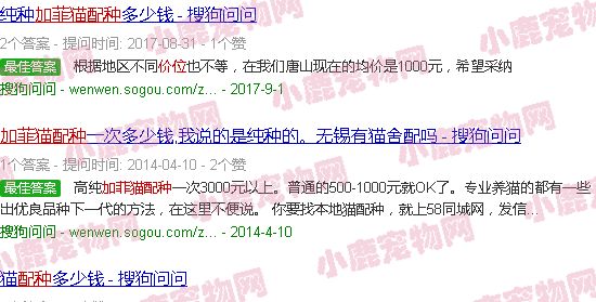 加菲猫配种价格