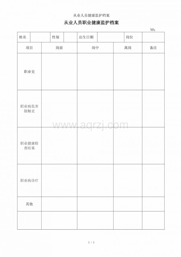 从业人员健康监护档案参考模板范本.doc_第1页