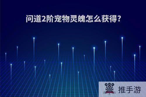 问道2阶宠物灵魄怎么获得?