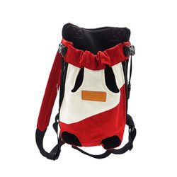 OIMG 狗狗背包 胸前双肩包小犬比熊泰迪小型犬透气旅行便携包外出猫咪 红白 L(建议8-10斤内宠物)