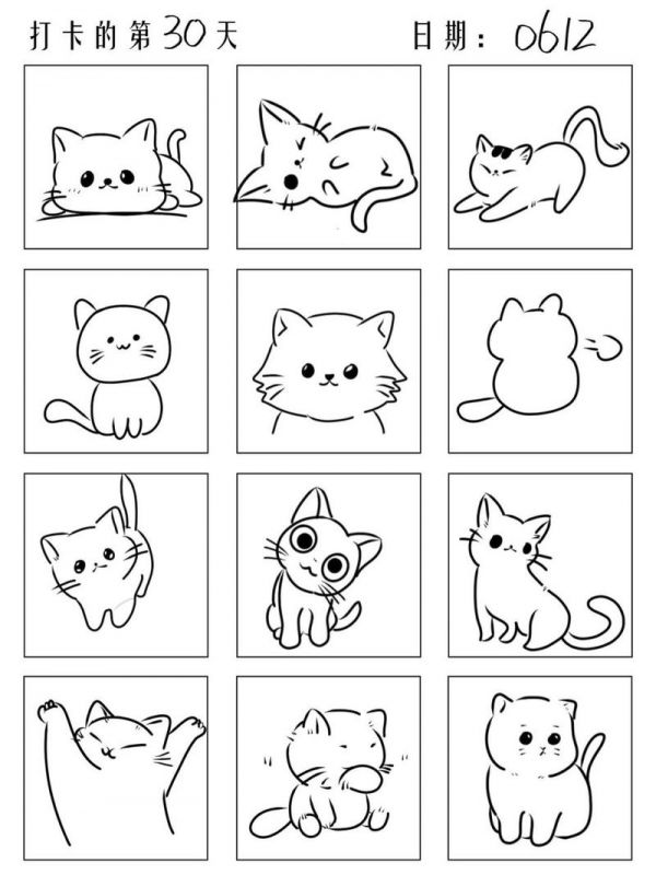 小猫咪简笔画哇画了三天动物的简笔画被萌化了好可爱呀