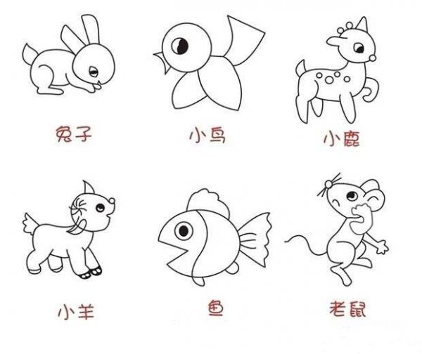 幼儿动物简笔画图片大全6种动物-www.qqscb.com